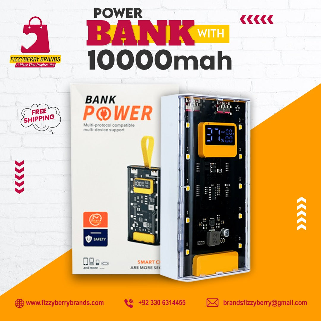 Ultra Fast 10000mAh Power Bank | QC 3.0 Fast Charging | Dual USB Output | Slim & Portable Battery Pack for All Smartphones & Devices-FIZZYBERRY BRANDS