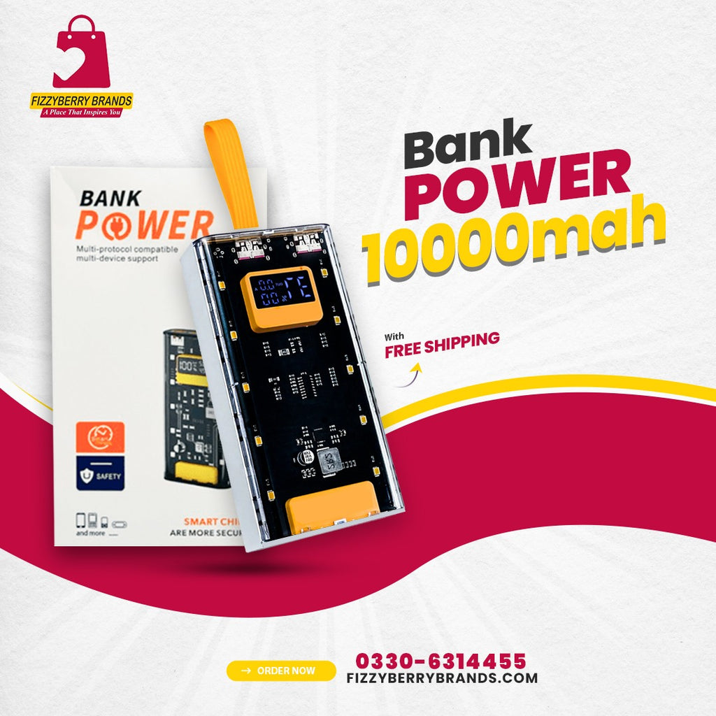 Ultra Fast 10000mAh Power Bank | QC 3.0 Fast Charging | Dual USB Output | Slim & Portable Battery Pack for All Smartphones & Devices-FIZZYBERRY BRANDS